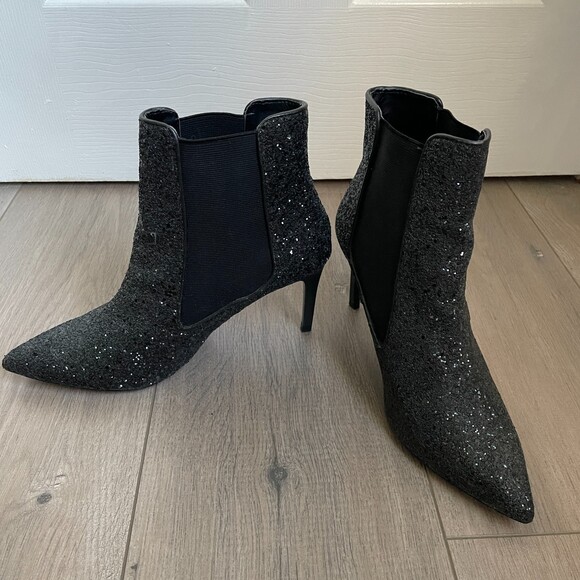 Zara "Meteor" black sparkly glitter High Heel stiletto Booties boots - Picture 8 of 8
